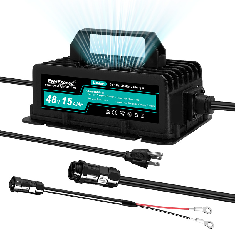 شاحن بطارية ليثيوم فوسفات الحديد (LiFePO4) بقوة 48 فولت و15 أمبير لعربة الجولف - EverExceed