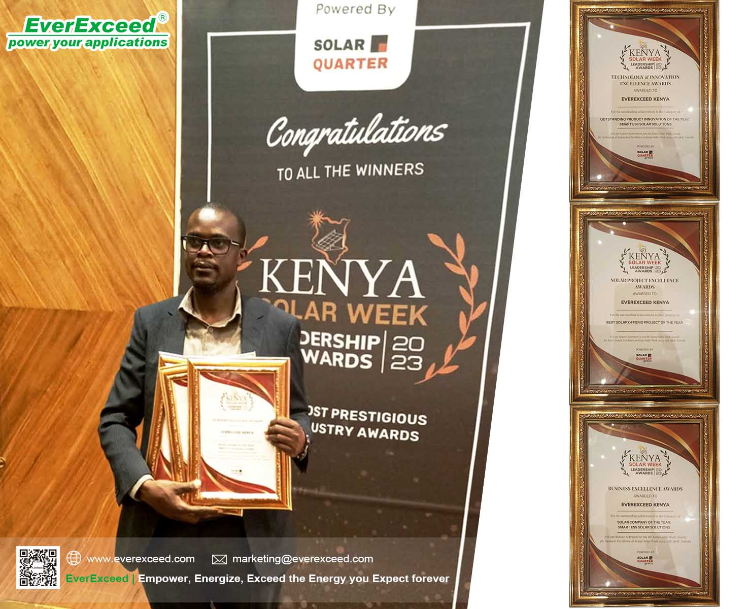 فازت EverExceed كينيا بثلاث جوائز للتميز في أسبوع كينيا للطاقة الشمسية 2023